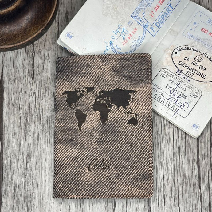 Etui à Passeport Jeans Brown