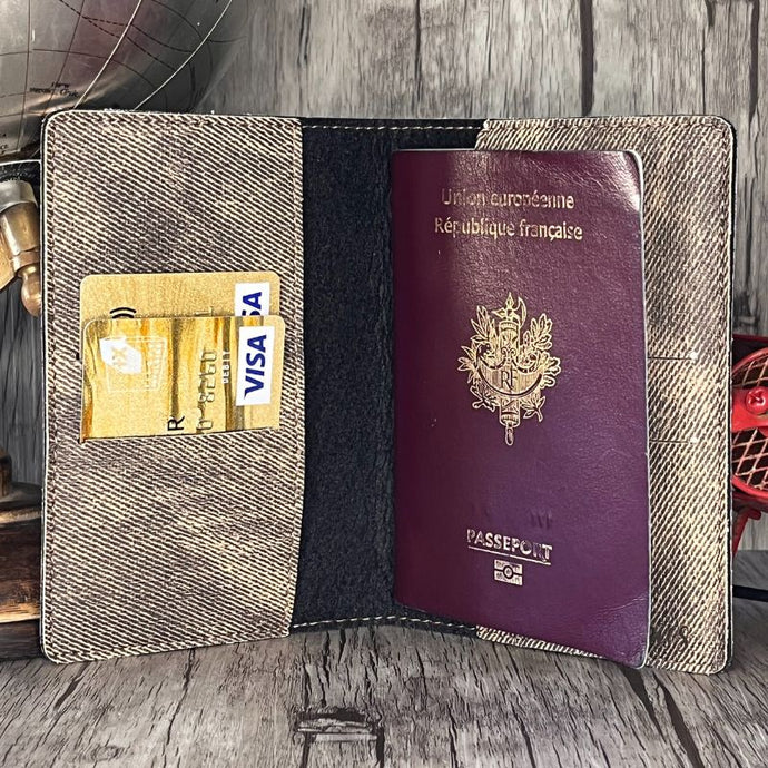 Etui à Passeport Jeans Brown