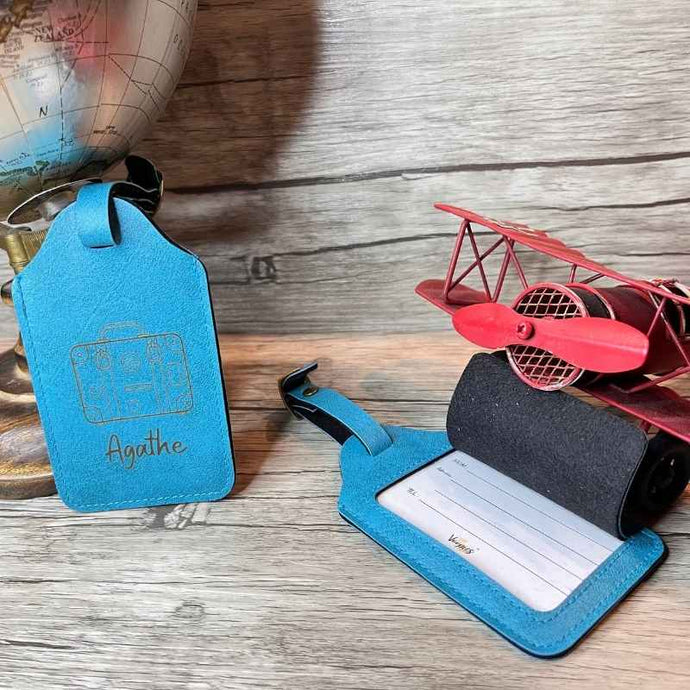 Etiquette de bagage Bleu Clair