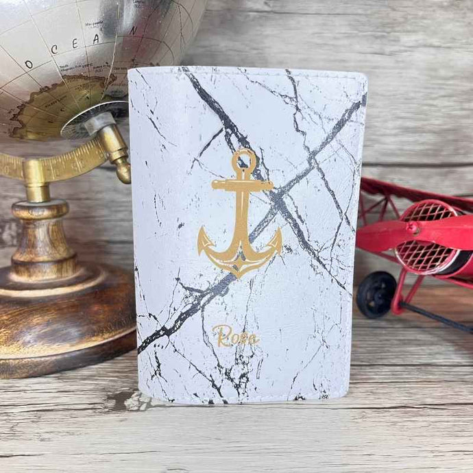 Étui Carte Grise Personnalisé Marbre Blanc