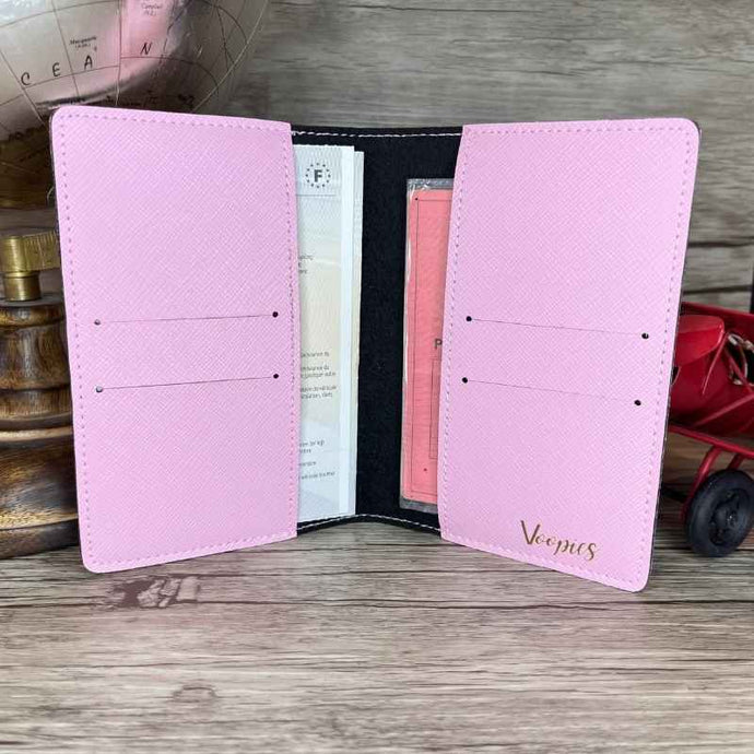 Étui Carte Grise Personnalisé Rose