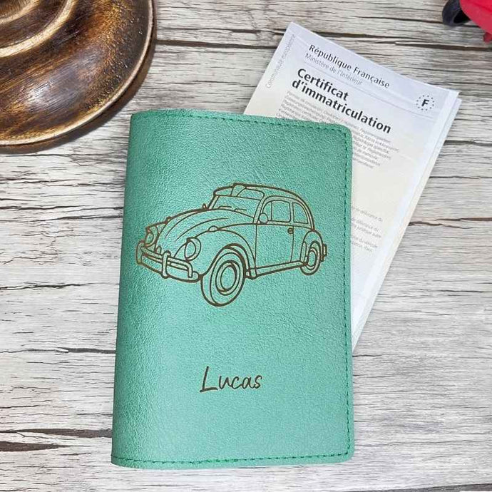 Étui Carte Grise Personnalisé Vert