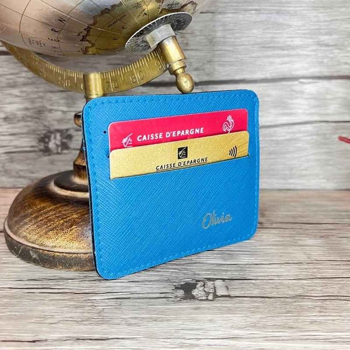 Porte Carte Personnalisé Bleu Ciel
