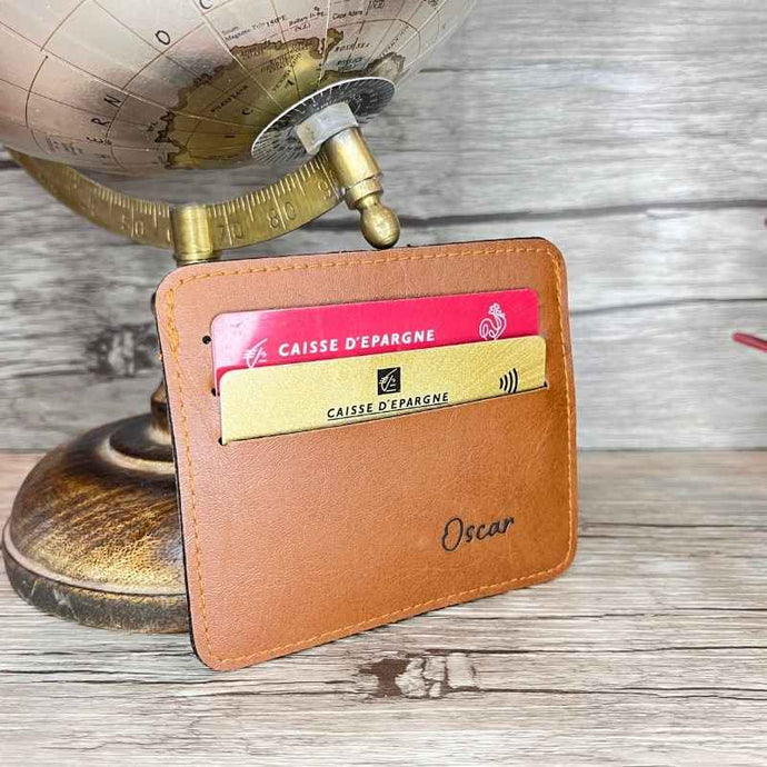 Porte Carte Personnalisé Marron Vente Privée
