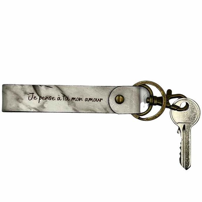 Porte clé Personnalisé Marbre Blanc