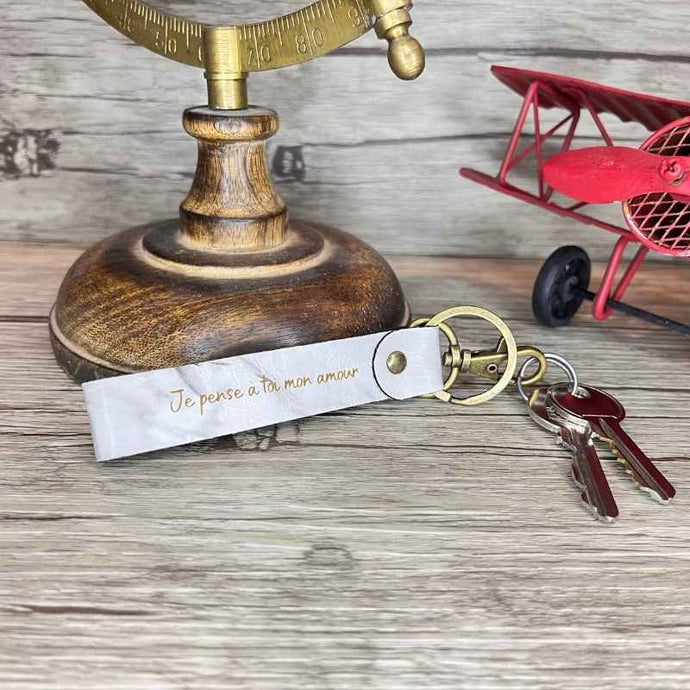 Porte clé Personnalisé Marbre Blanc