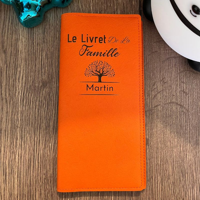 Protège Livret de Famille Personnalisé Orange Vente Privée