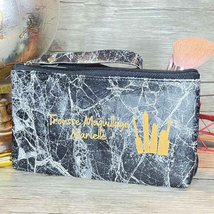 Trousse de Toilette Personnalisée Marbre Noir