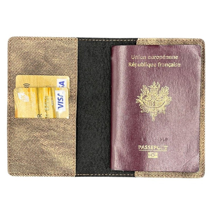 Protège Passeport Personnalisé Jeans Brown