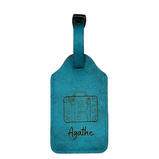 etiquette de bagage bleu clair
