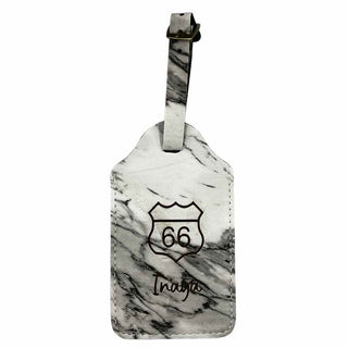 White marble luggage label