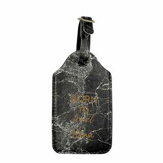 Black marble luggage label