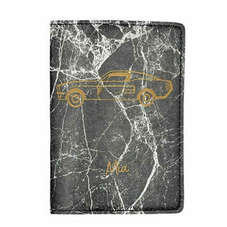 etui carte grise personnalisé marbre noir