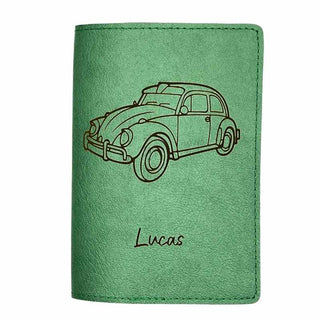 etui carte grise personnalisé vert