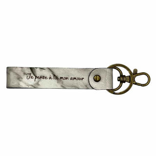 porte clé personnalisé marbre blanc