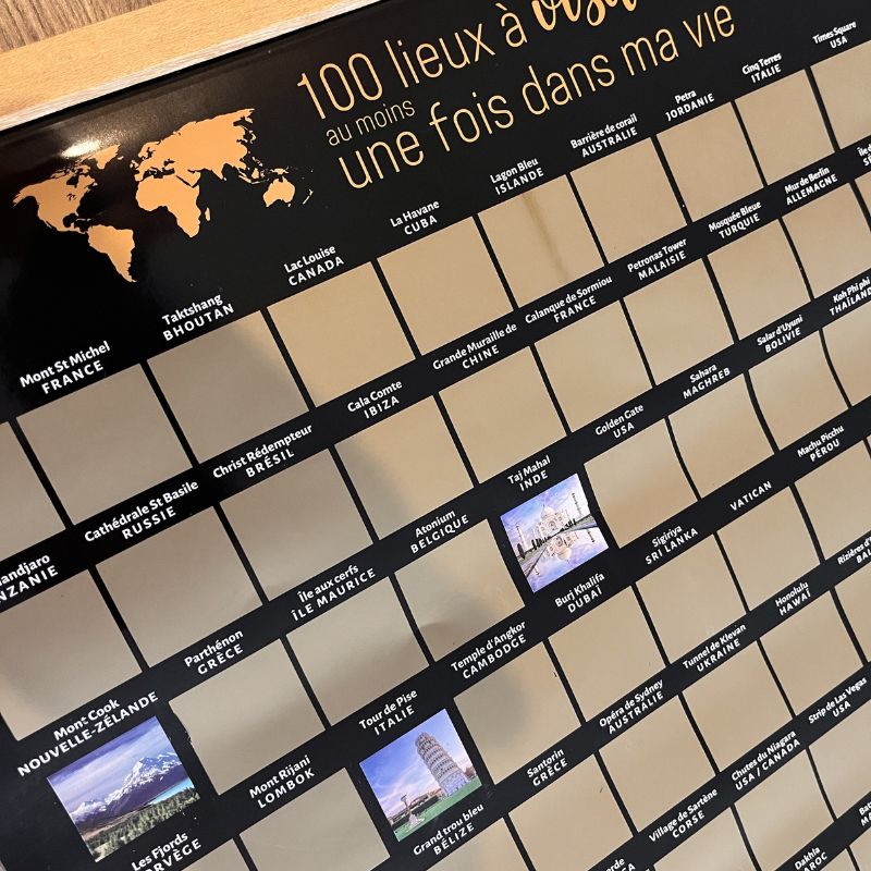 Poster à gratter 100 lieux à visiter dans votre vie – Voopies