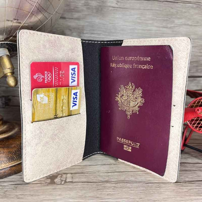 Protege Passeport Cuir Artificiel Bleu - Étui Passeport Avec Blocage RFID Et Poches Cartes