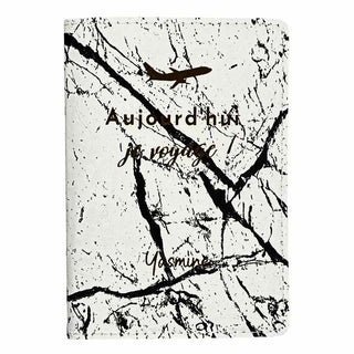 pochette passeport marbre blanc