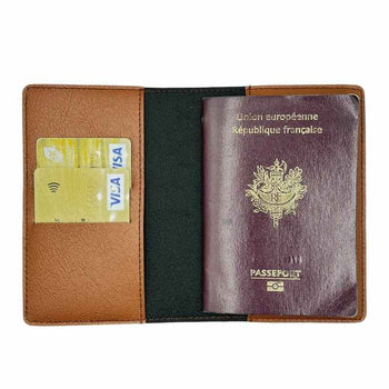 Protector de pasaporte marrón