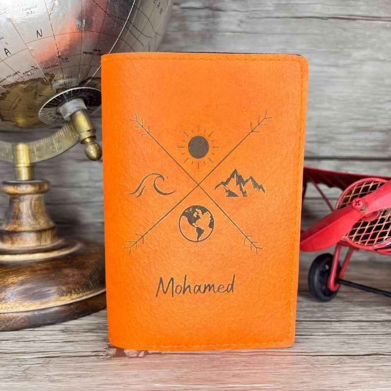 Protège Passeport Personnalisé Orange