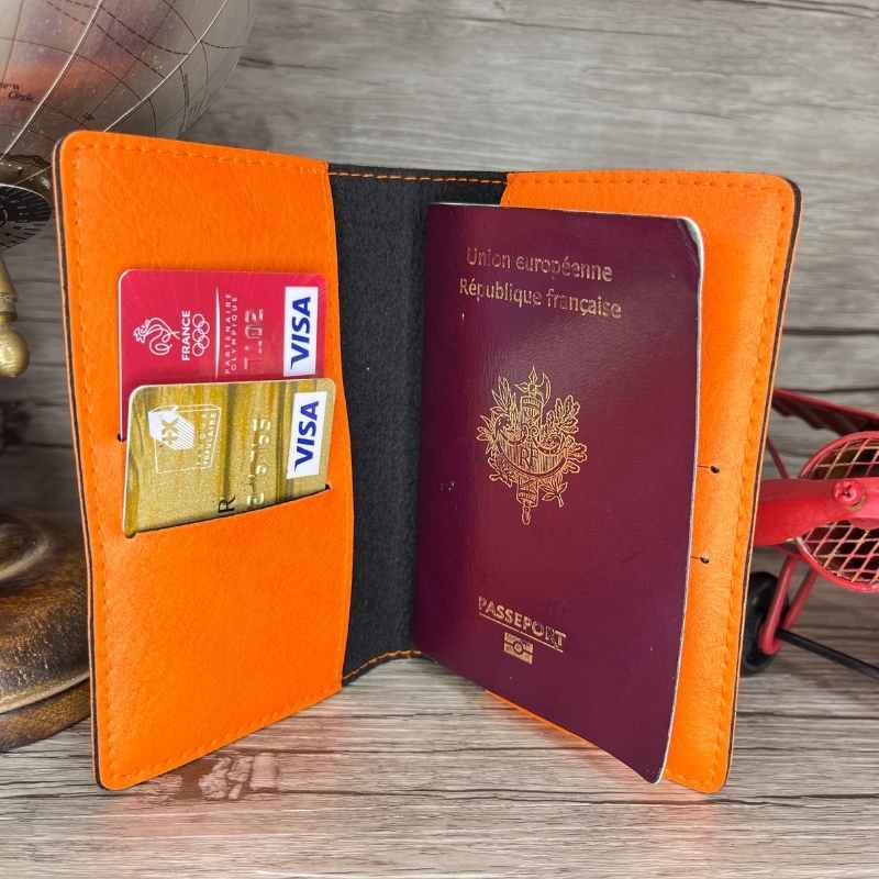 Protège Passeport Personnalisé Orange