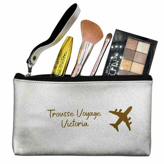 Intérieur trousse de toilette personnalisée argent