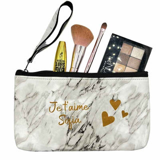 Intérieur trousse de toilette personnalisée marbre blanc