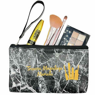 Intérieur trousse de toilette personnalisée marbre noir