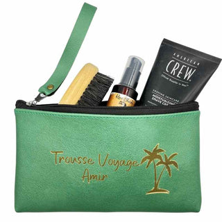 Intérieur trousse de toilette personnalisée verte